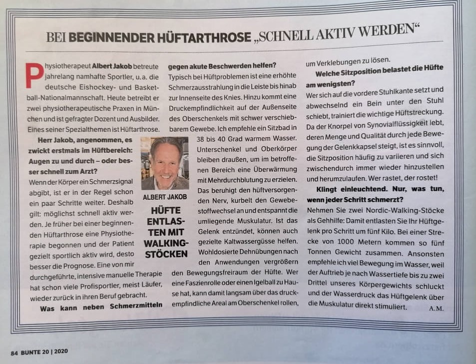 Du betrachtest gerade Hüftarthrose: „Möglichst schnell aktiv werden“ – Interview in BUNTE